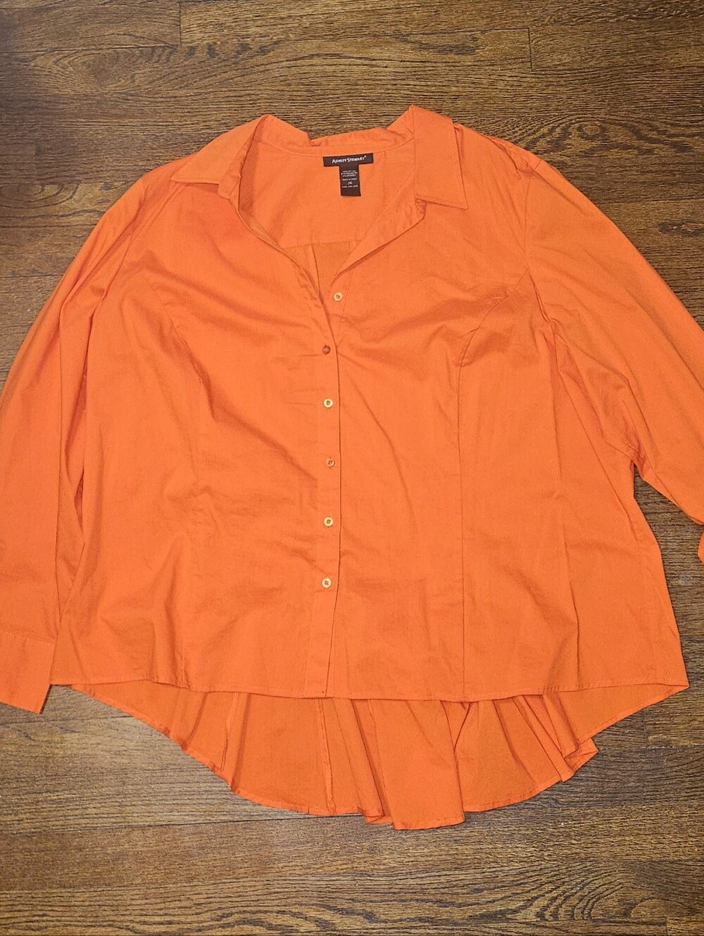 Ashley Stewart Bright Orange Collared Button-Up Blouse